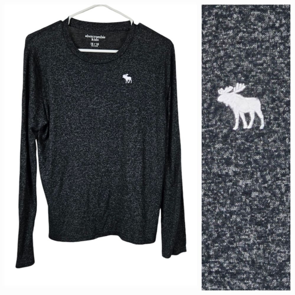 Abercrombie Kids 15/16 Long Sleeve Super Shirt Soft Charcoal Knit Tee Pullover